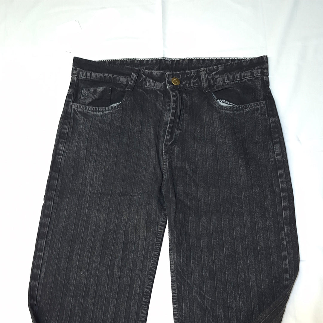 The Pinstripe Washed Black Jeans (Charcoal Black / Textured Vertical Pinstripes)(2010)