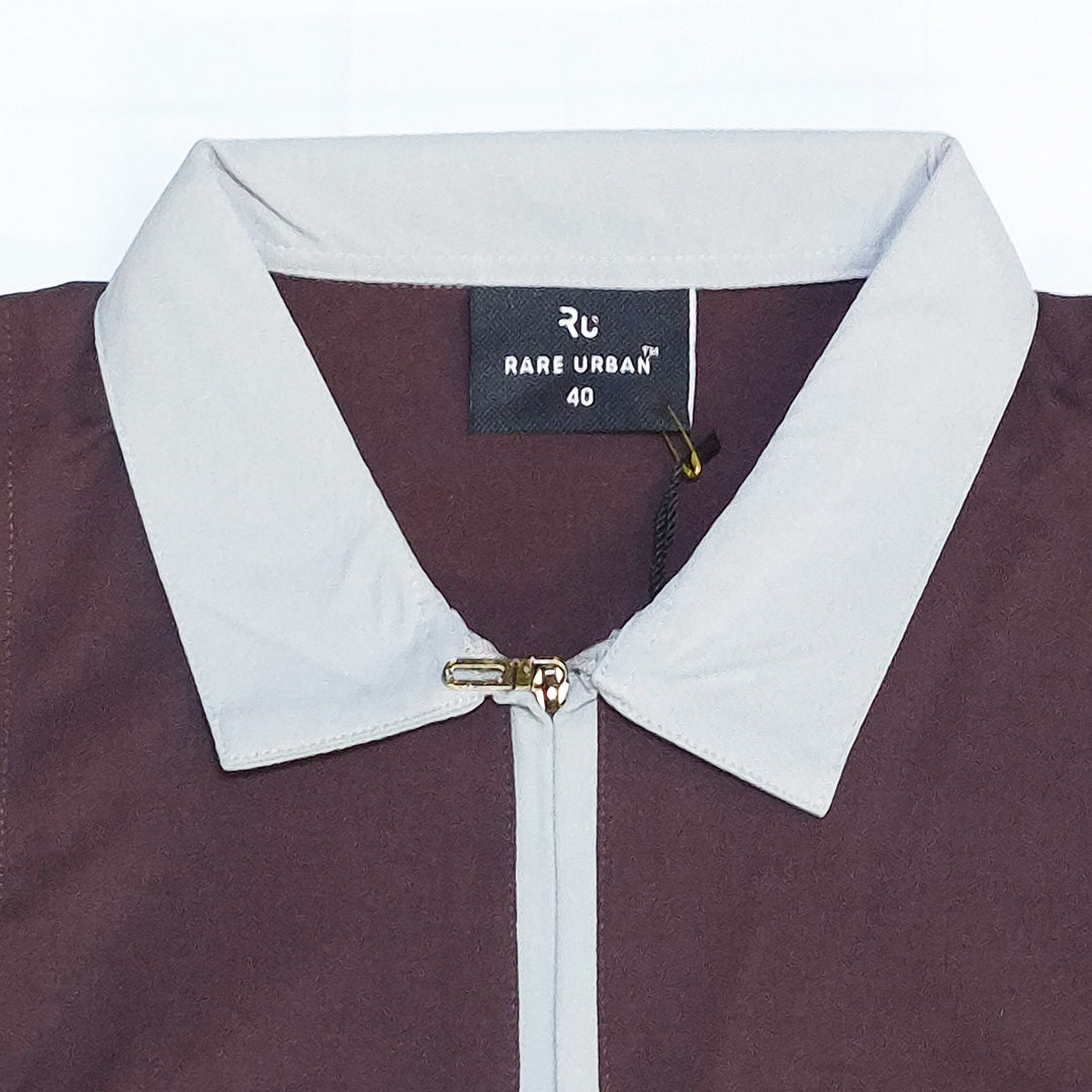 The City Gentleman Zipper Polo (Dark Brown / Grey)(1013)