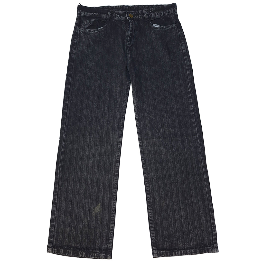 The Pinstripe Washed Black Jeans (Charcoal Black / Textured Vertical Pinstripes)(2010)