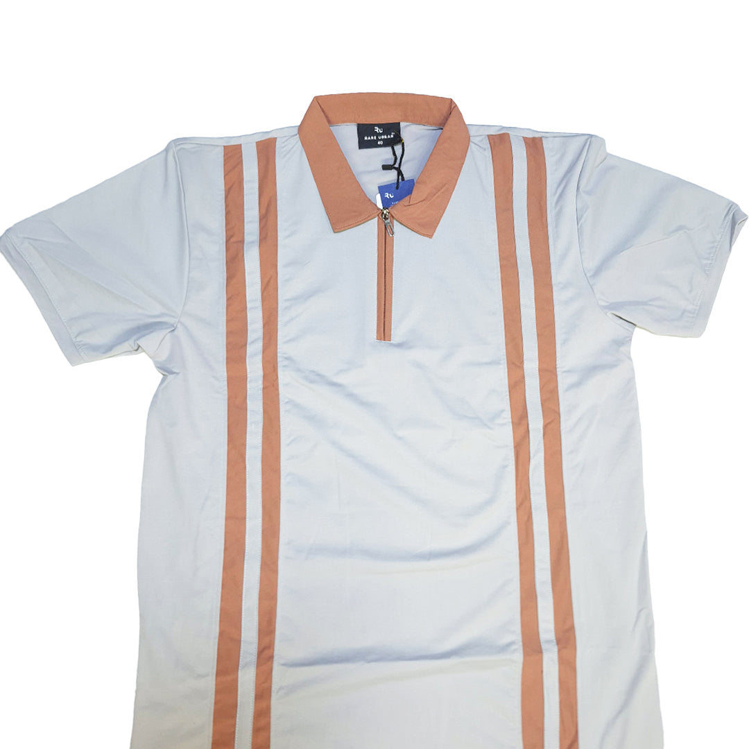 The Smart Casual Zipper Polo (Cool Grey / Rust)(1014)