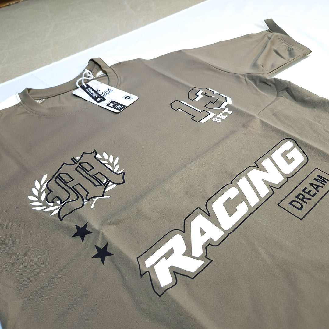 Olive Taupe "RACING DREAM 13" T-Shirt(1004)