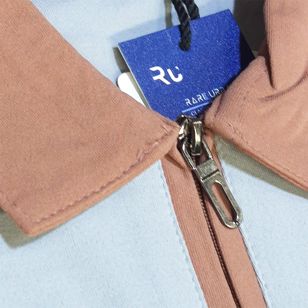 The Smart Casual Zipper Polo (Cool Grey / Rust)(1014)