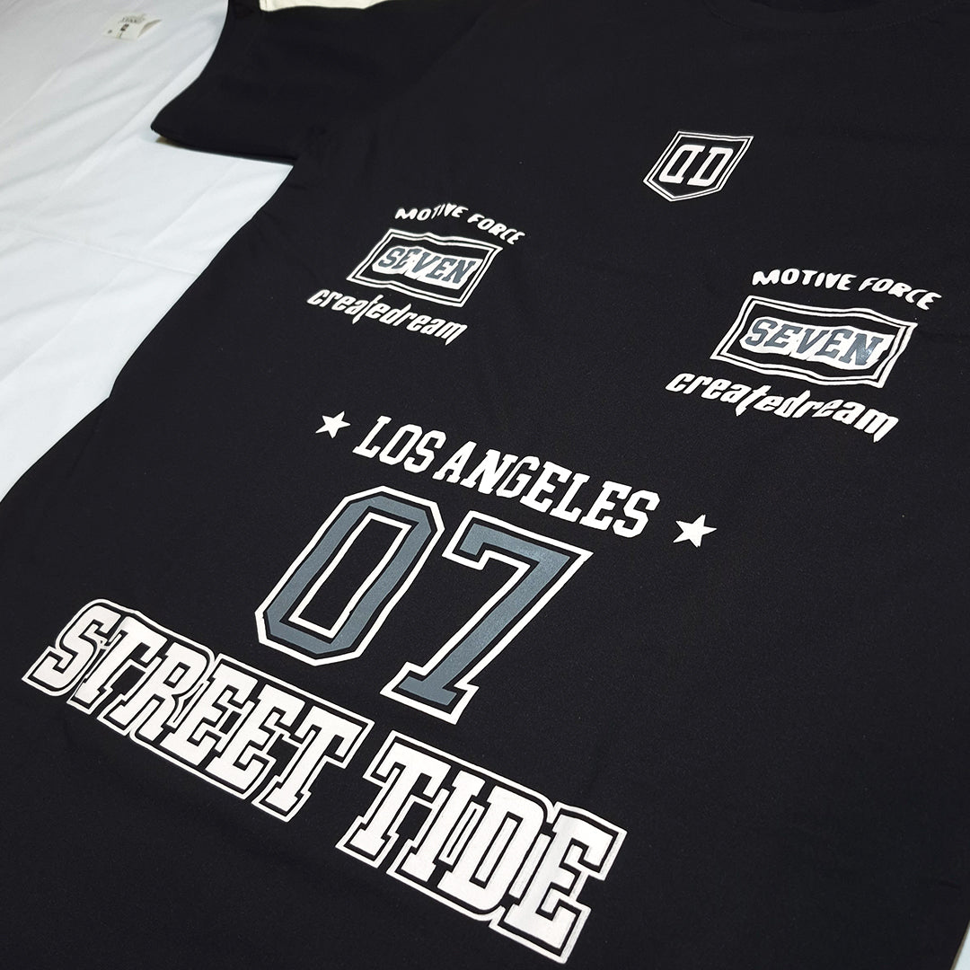 Jet Black "LOS ANGELES 07 STREET TIDE" T-Shirt(1002)