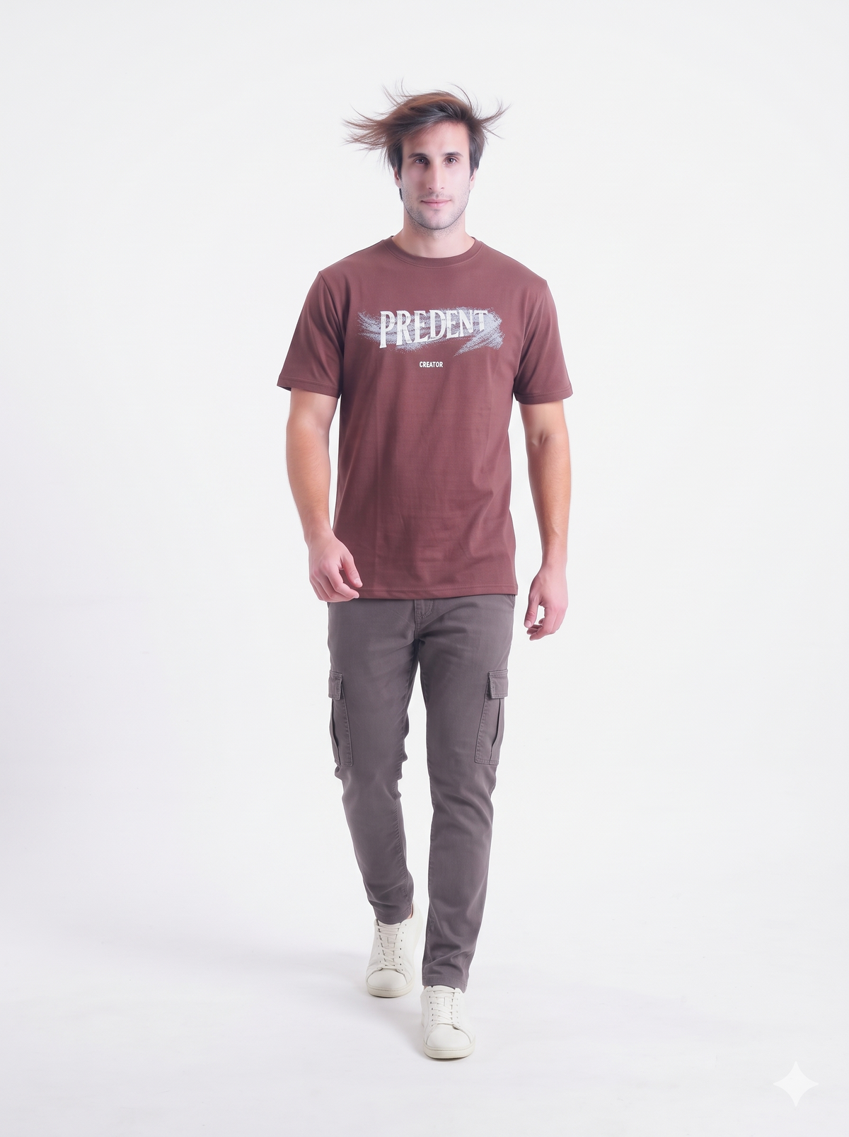 Clothora Men's Wine Red Predent Creator Graphic T-Shirt | Casual Streetwear Crew Neck Tee(1070)