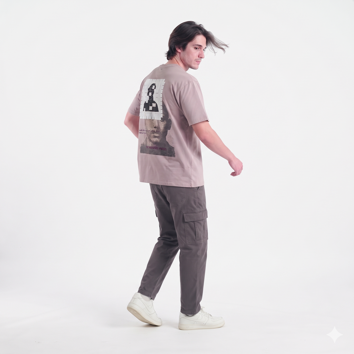 Clothora Men's Lavender The Missing Pieces Puzzle Graphic Oversized T-Shirt | Aesthetic Tee(1058)