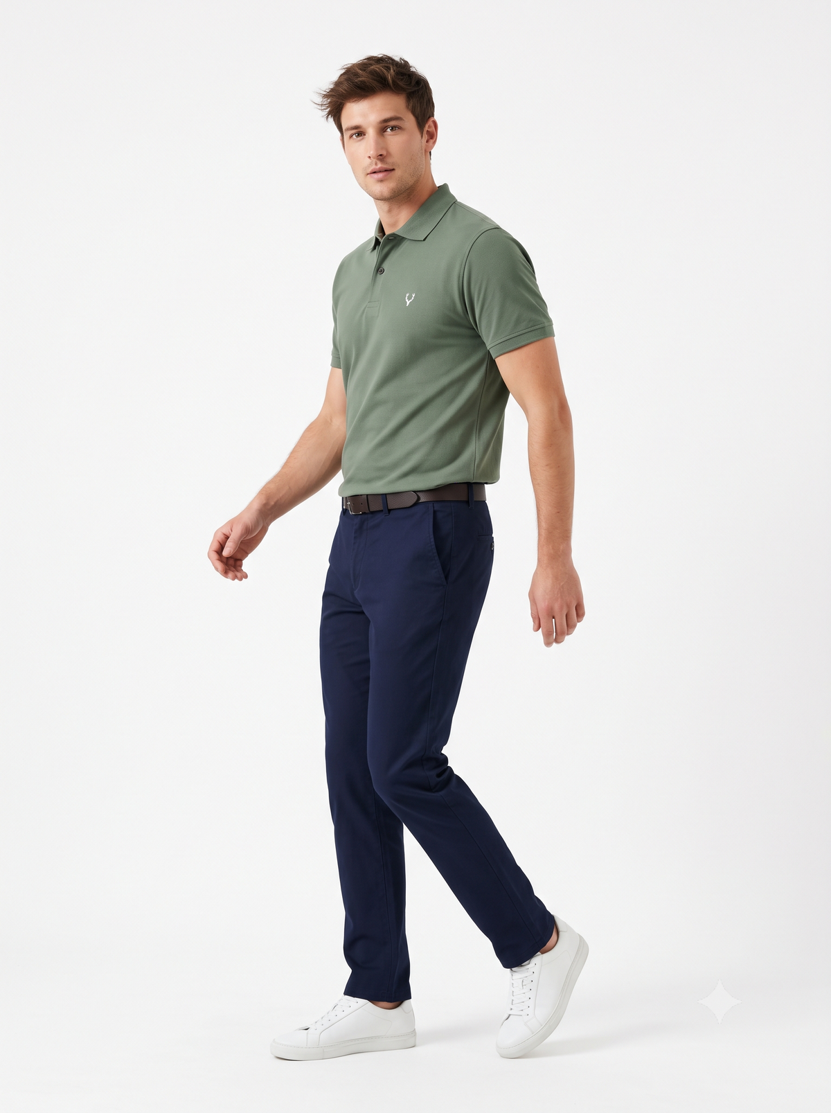 GREEN Men Old Money Style Solid Textured Knitted Snap-Button Collar Polo T-Shirt(1045)