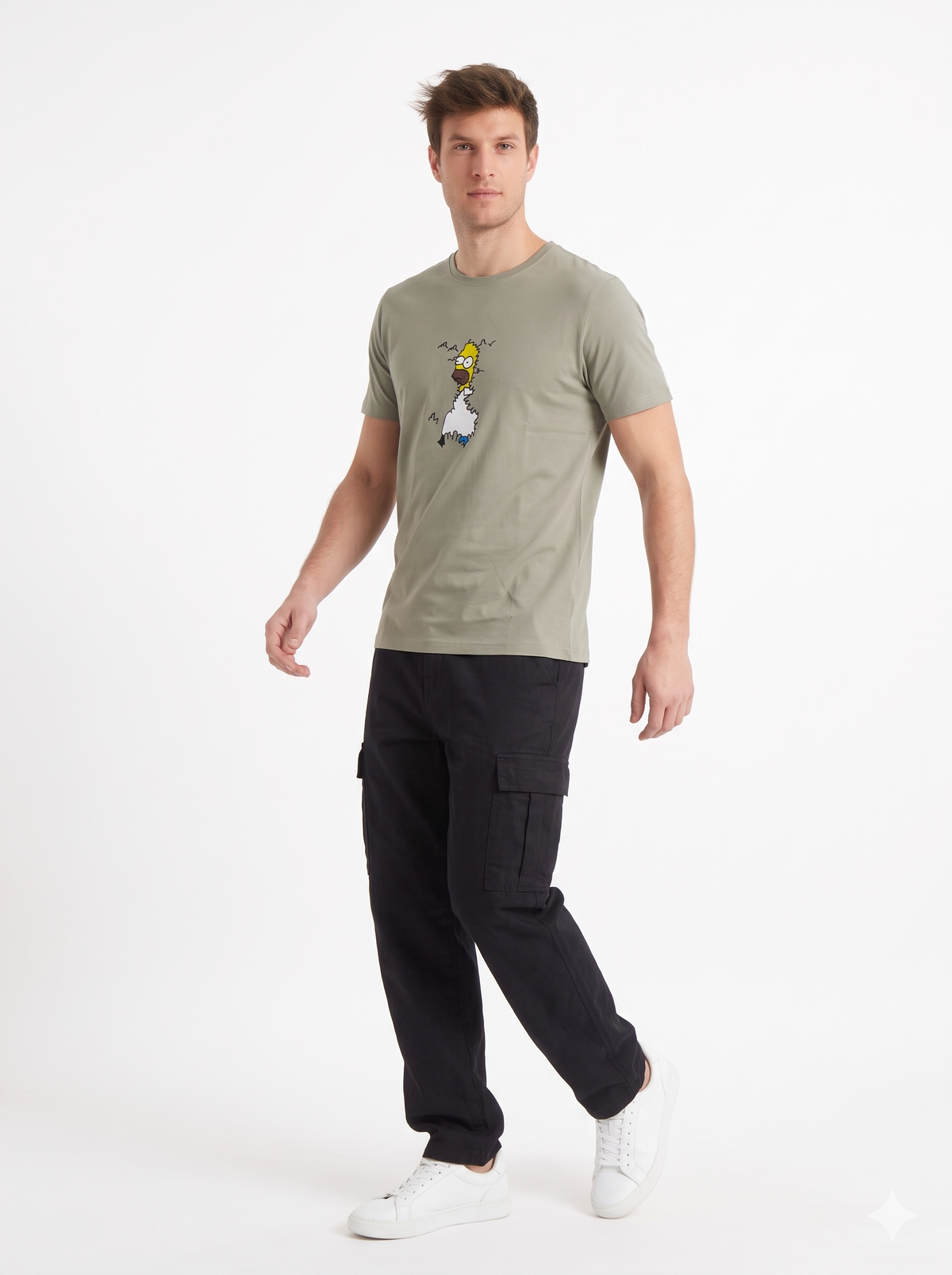 The Sneaky Homer Embroidered Tee (Taupe)(1018)