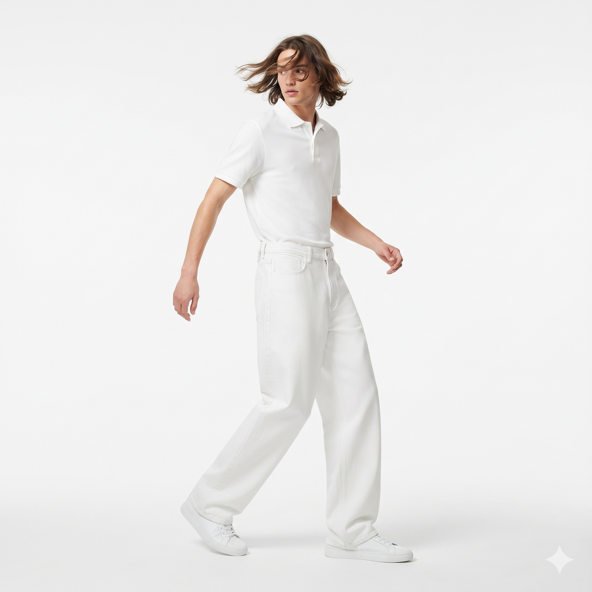Clothora Men's Off-White Wide-Leg Baggy Denim Jeans | Minimalist Streetwear Loose Fit Pants(2014)