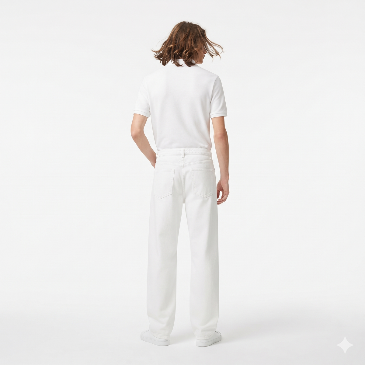 Clothora Men's Off-White Wide-Leg Baggy Denim Jeans | Minimalist Streetwear Loose Fit Pants(2014)
