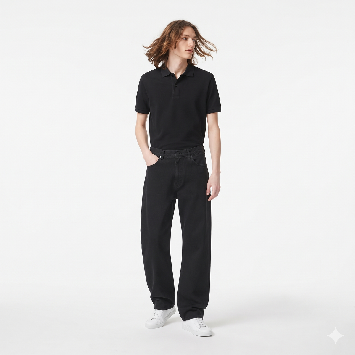 Clothora Men's Solid Black Wide-Leg Baggy Denim Jeans | Casual Loose Fit Streetwear Pants(2012)