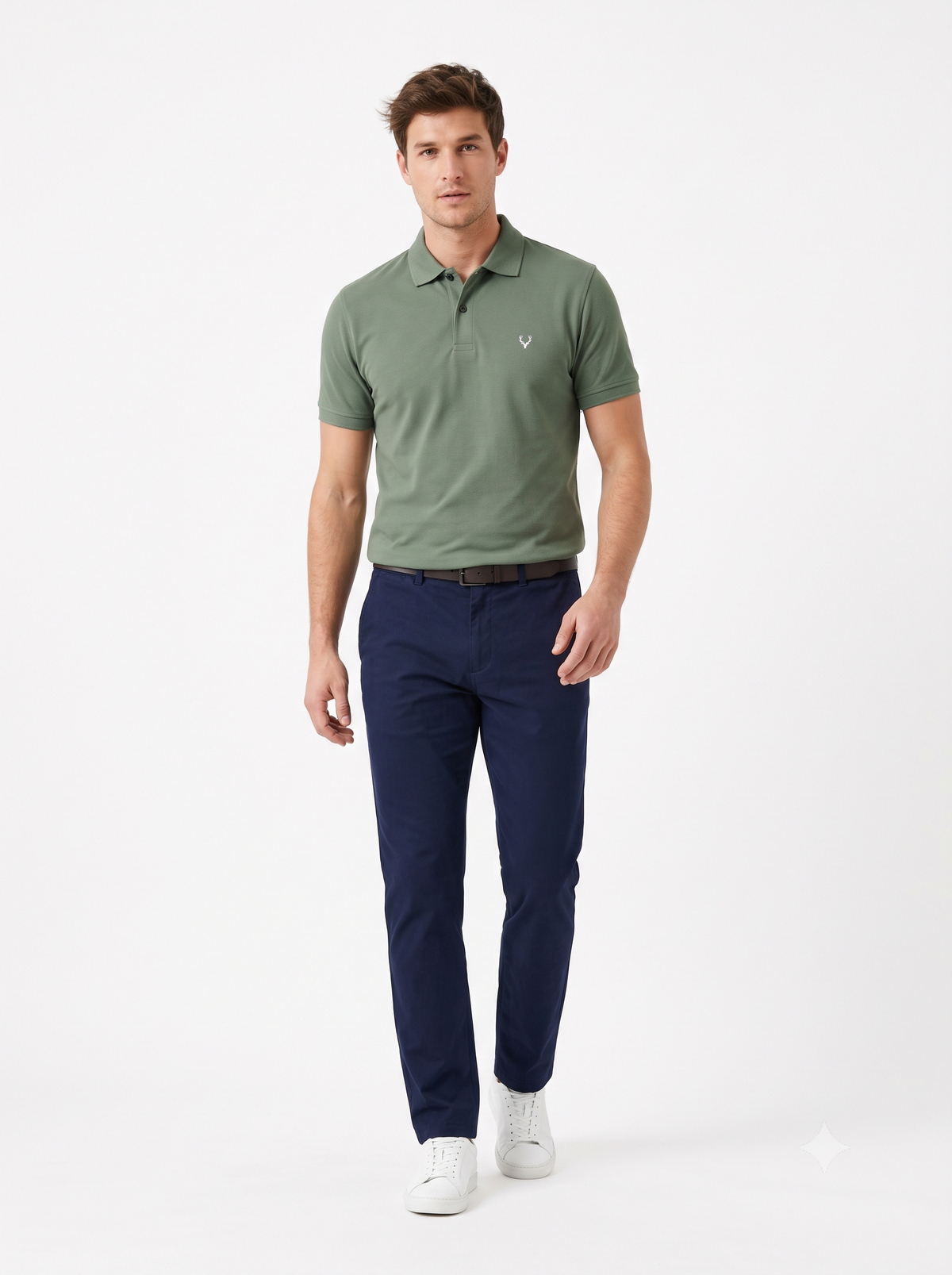 GREEN Men Old Money Style Solid Textured Knitted Snap-Button Collar Polo T-Shirt(1045)