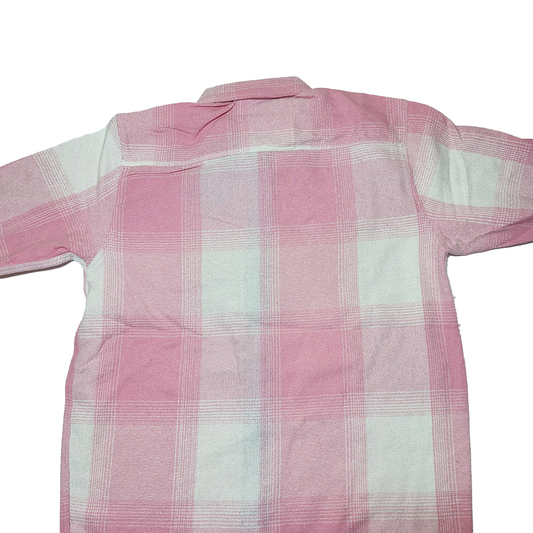 LIGHT PINK Men Vintage Checked Knitted Full-Zip Casual Overshirt Jacket | Classic Check Pattern Regular Fit Winter Over-Shirt(1052)