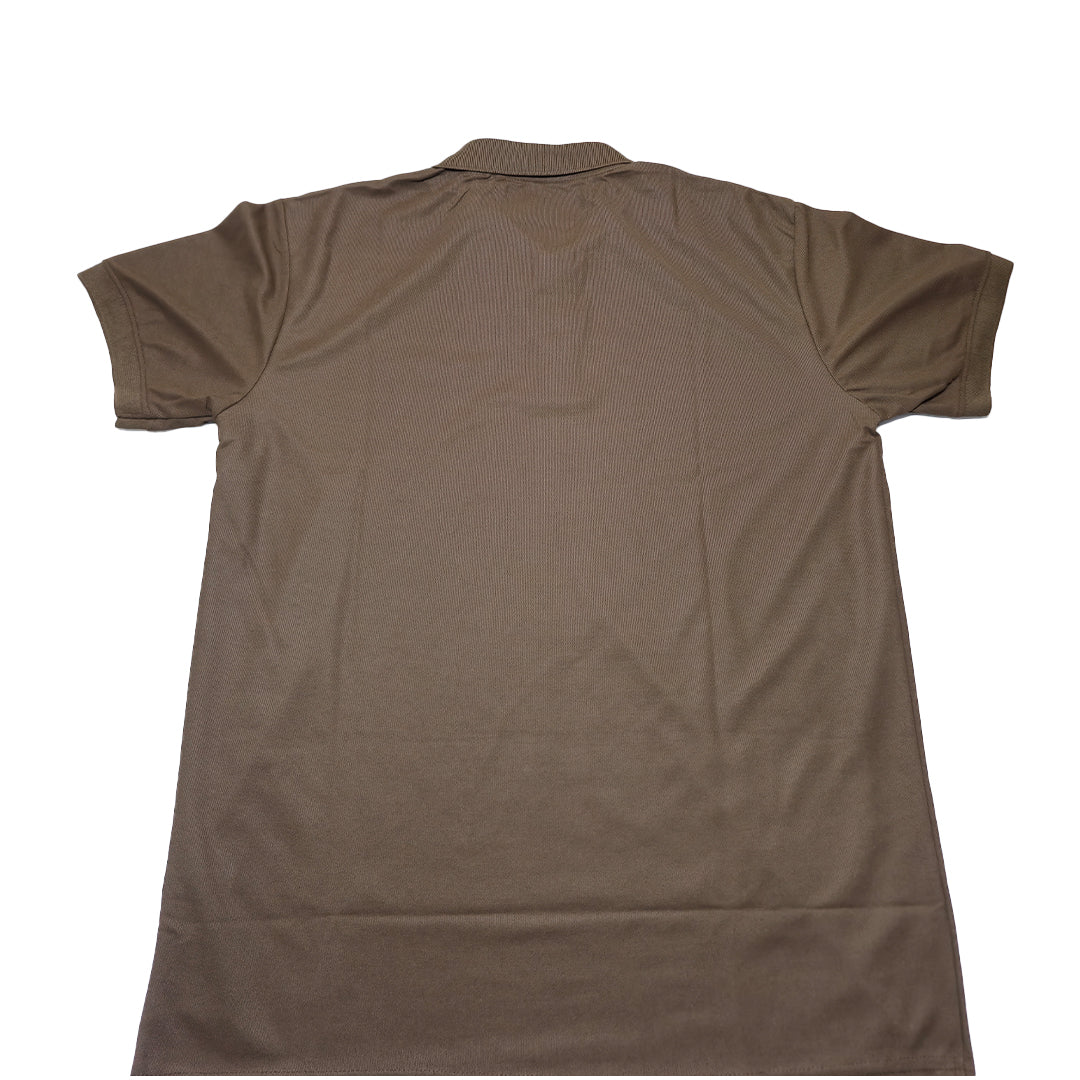BROWN Wild Clothing Men Solid Old Money Style Textured Knitted Button Collar Polo T-Shirt (1029))