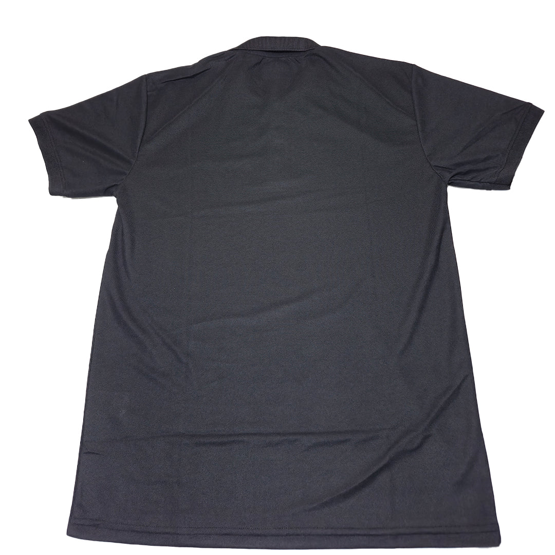 Black Wild Clothing Men Solid Old Money Style Textured Knitted Button Collar Polo T-Shirt (1027))