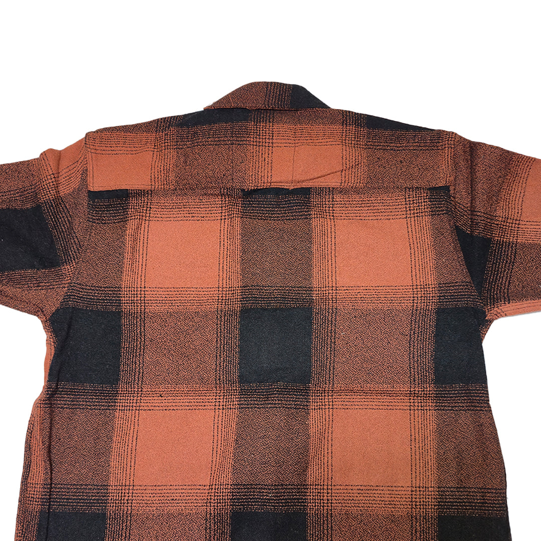 RUST Men Vintage Checked Knitted Full-Zip Casual Overshirt Jacket | Classic Check Pattern Regular Fit Winter Over-Shirt(1053)