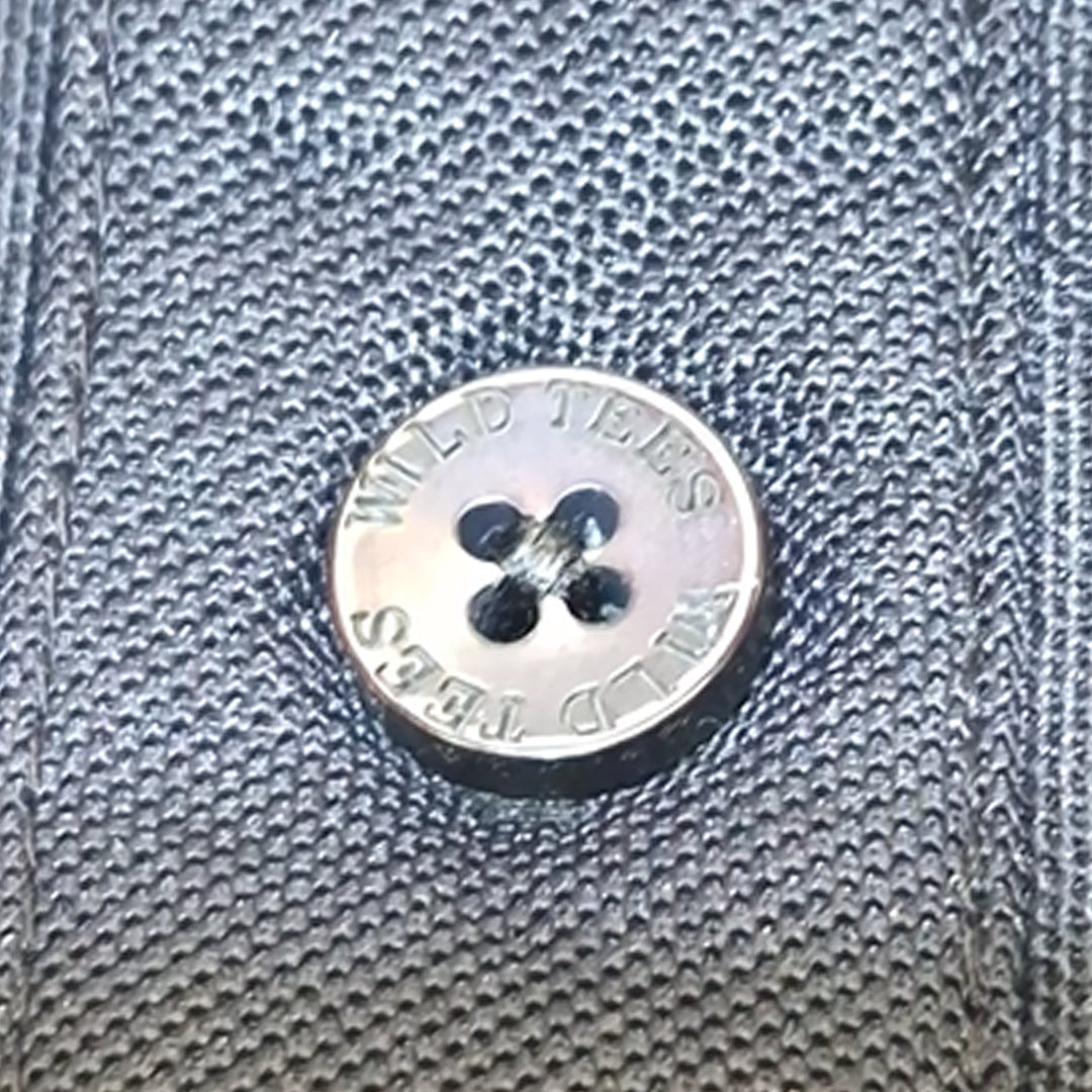 Black Wild Clothing Men Solid Old Money Style Textured Knitted Button Collar Polo T-Shirt (1027))