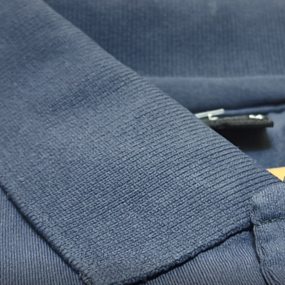 DARK BLUE Men Old Money Style Solid Textured Knitted Snap-Button Collar Polo T-Shirt(1044)