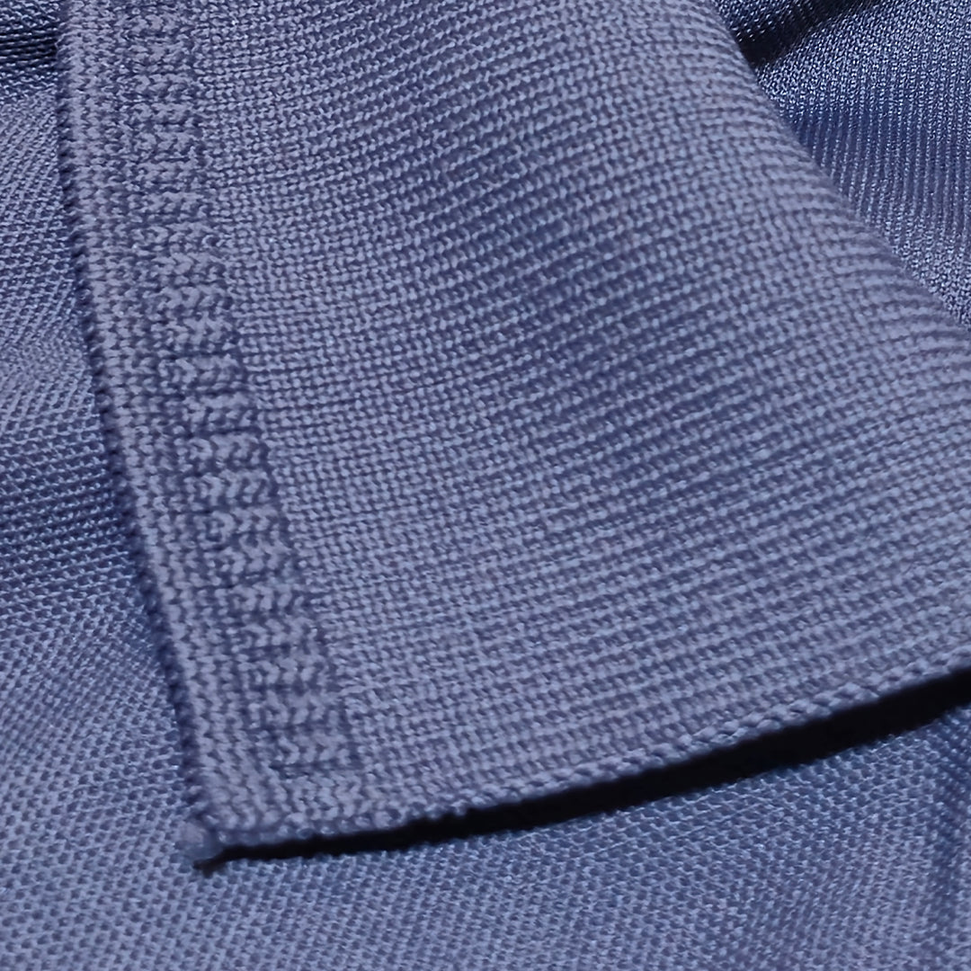 DARK BLUE Wild Clothing Men Solid Old Money Style Textured Knitted Button Collar Polo T-Shirt (1030))