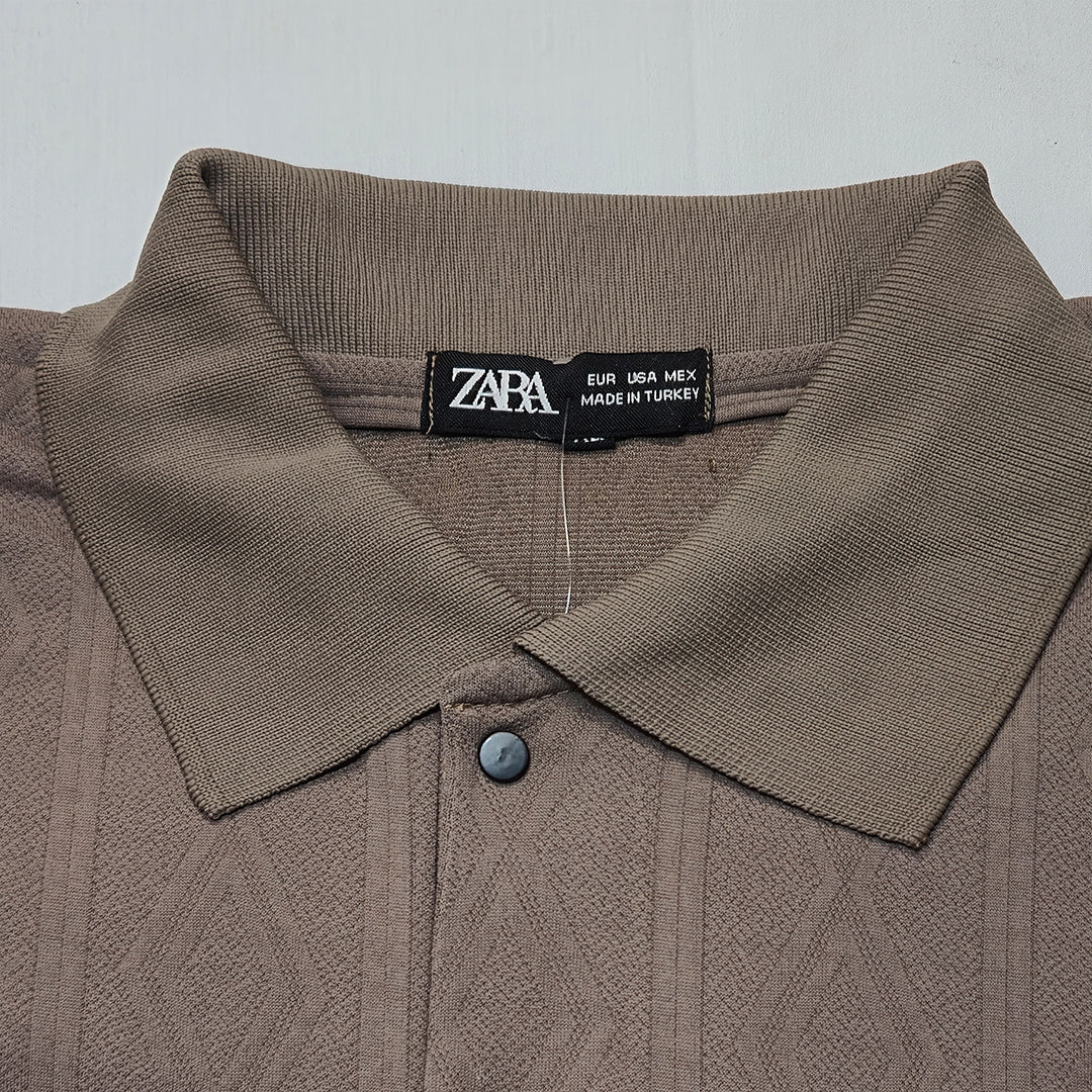 LIGHT BROWN Men Old Money Style Textured Knitted Snap-Button (1041)