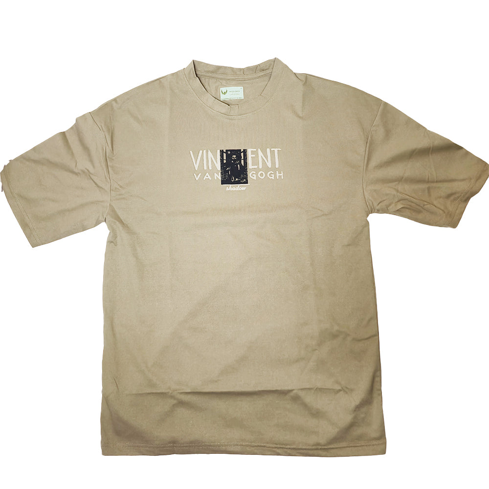 Clothora Men's Beige Saw Soul Van Gogh Art Print Oversized T-Shirt | Aesthetic Streetwear Tee(1055)