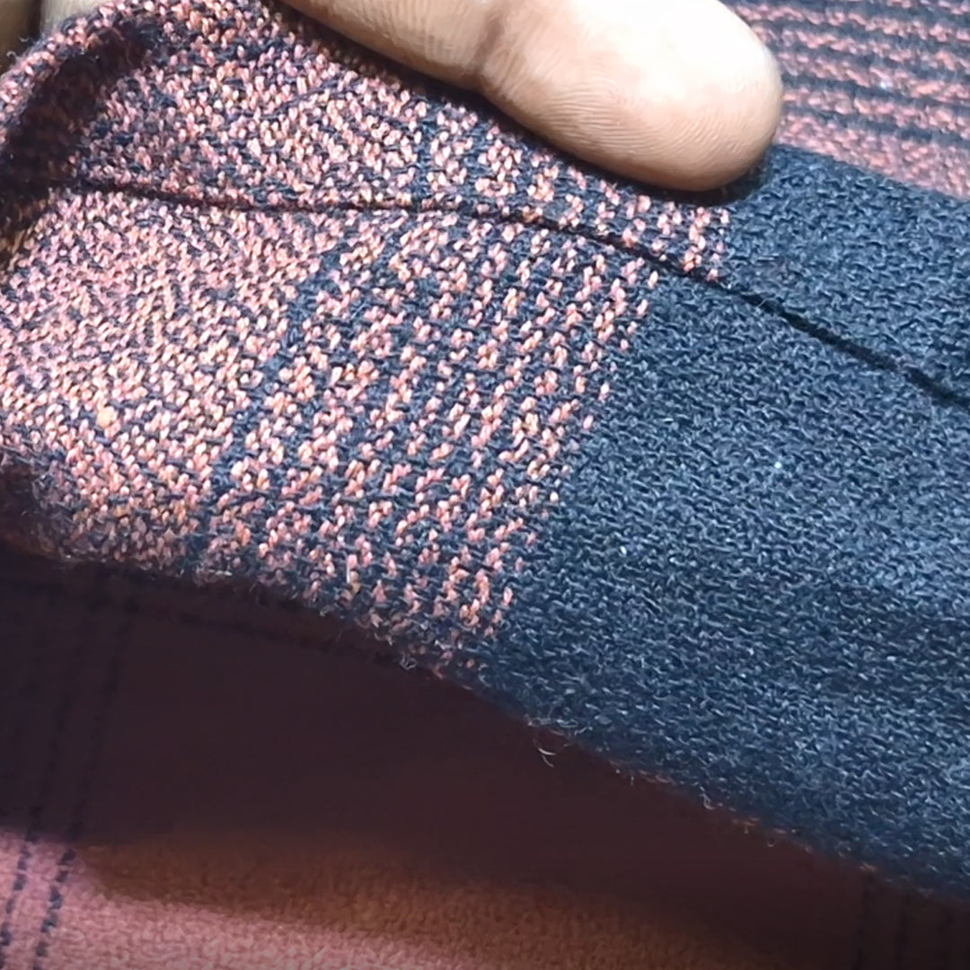 RUST Men Vintage Checked Knitted Full-Zip Casual Overshirt Jacket | Classic Check Pattern Regular Fit Winter Over-Shirt(1053)