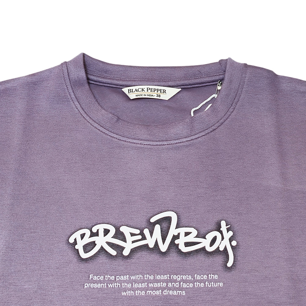 Clothora Men's Mauve Purple Brewbox Neon Bee Graphic Oversized T-Shirt | Aesthetic Streetwear Tee(1064)
