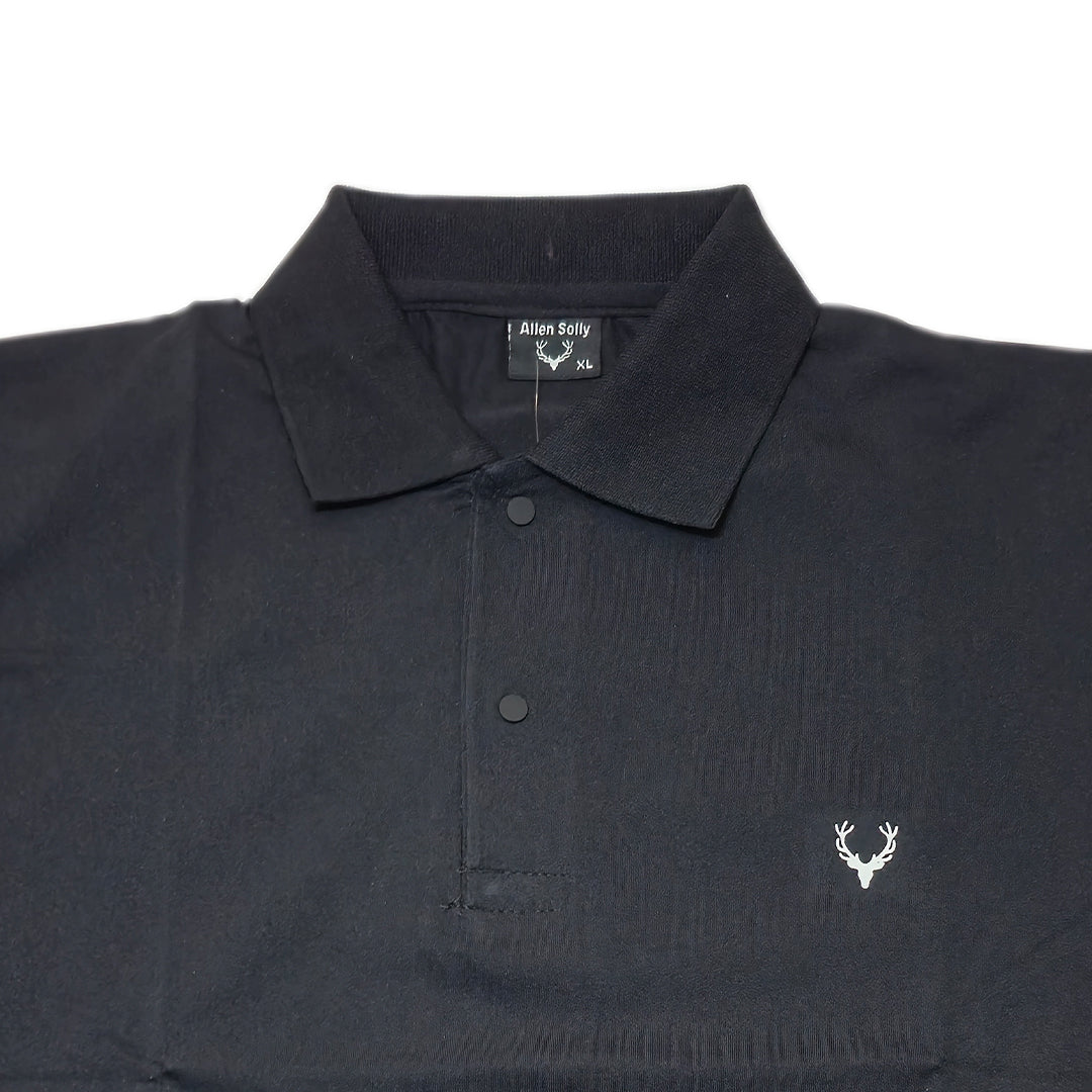 BLACK Men Old Money Style Solid Textured Knitted Snap-Button Collar Polo T-Shirt(1043)