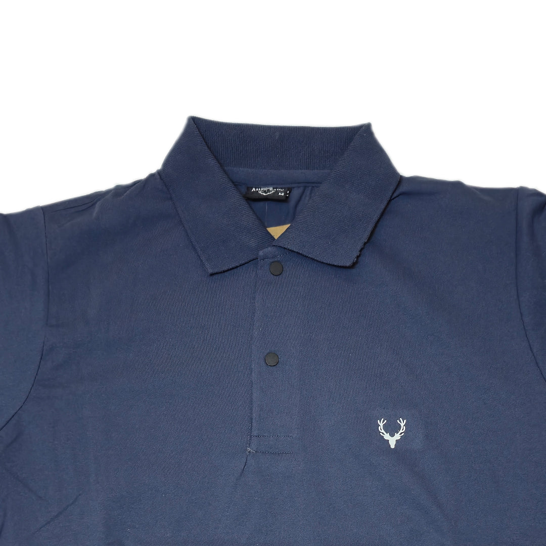 DARK BLUE Men Old Money Style Solid Textured Knitted Snap-Button Collar Polo T-Shirt(1044)