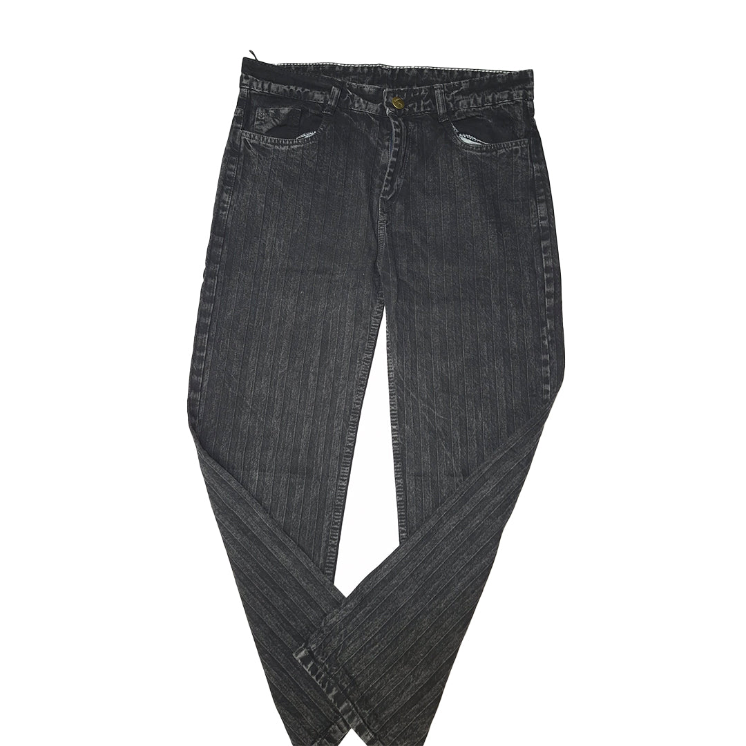 The Pinstripe Washed Black Jeans (Charcoal Black / Textured Vertical Pinstripes)(2010)
