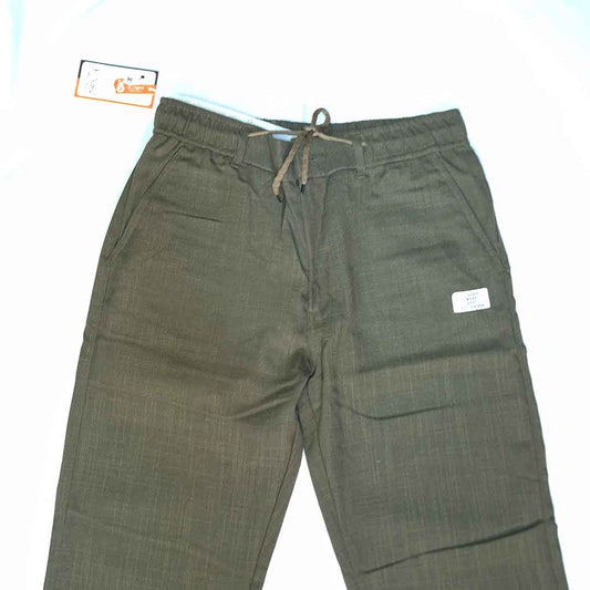 The Olive Linen-Blend Easy Trousers (Earthy Olive Brown / Drawstring Waist)(2006)