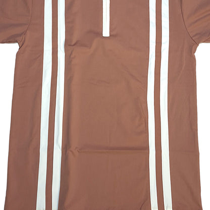 The Weekend Club Zipper Polo (Cream / Chocolate) (1012)