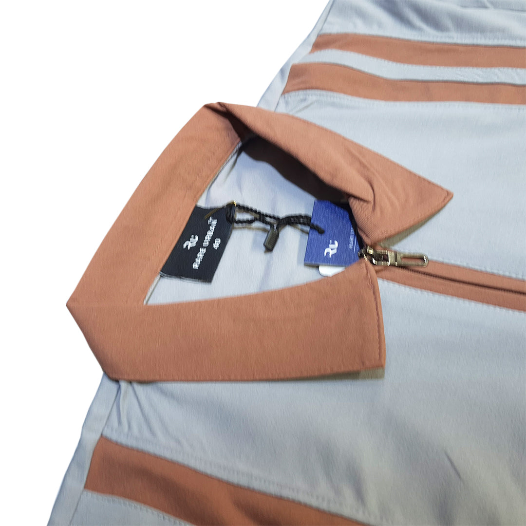 The Smart Casual Zipper Polo (Cool Grey / Rust)(1014)