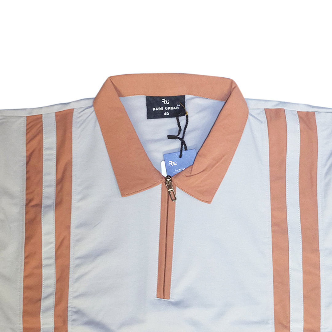 The Smart Casual Zipper Polo (Cool Grey / Rust)(1014)