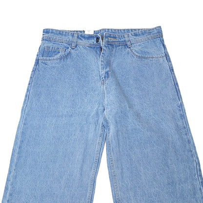 Clothora Men's Light Blue Vintage Wash Wide-Leg Baggy Jeans | Retro Streetwear Denim Pants(2013)