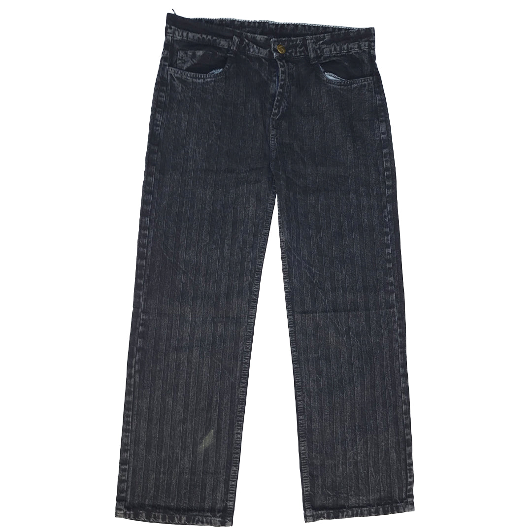 The Pinstripe Washed Black Jeans (Charcoal Black / Textured Vertical Pinstripes)(2010)
