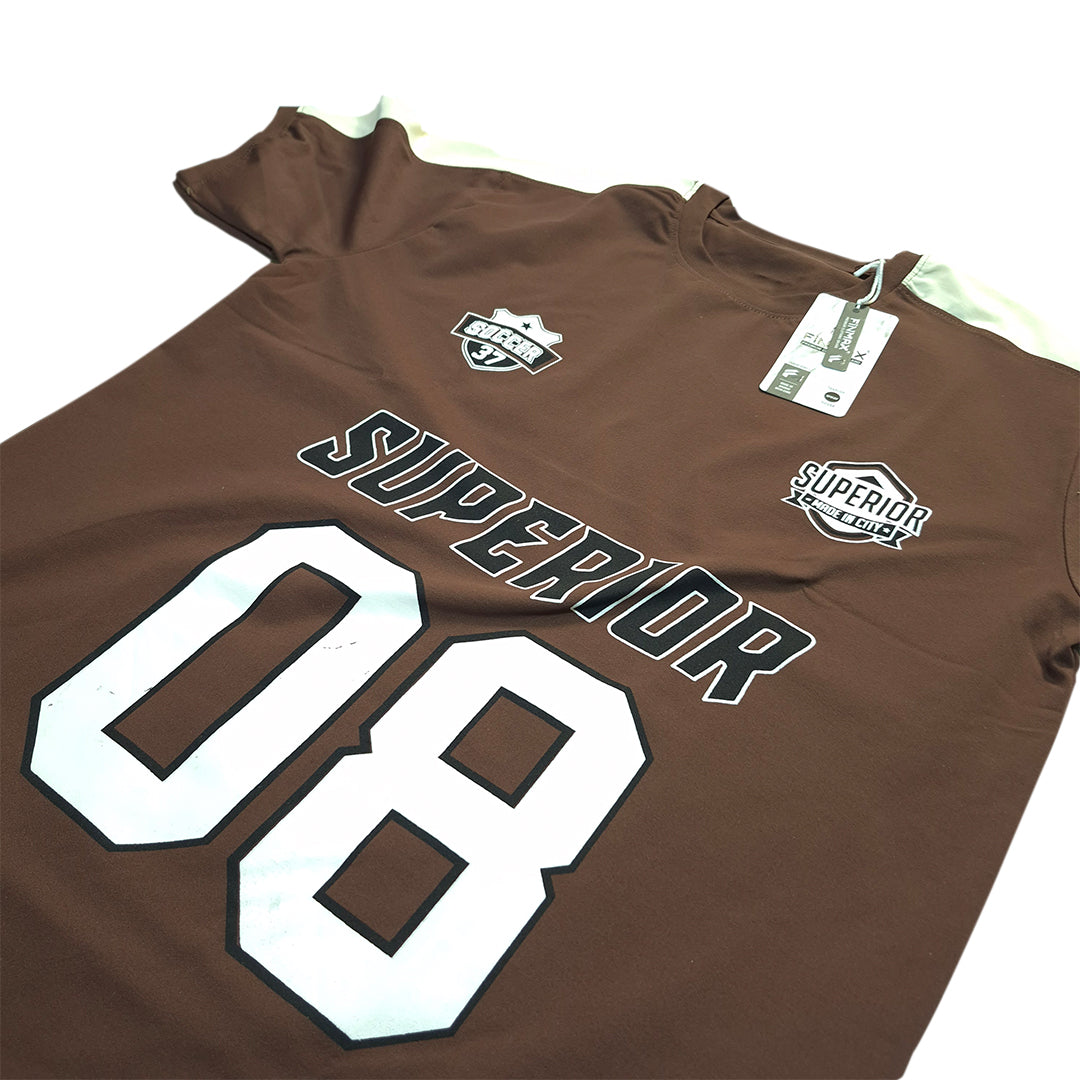 OFF WHITE AND BROWN' the Superior 08 Soccer T-Shirt.' (1001)