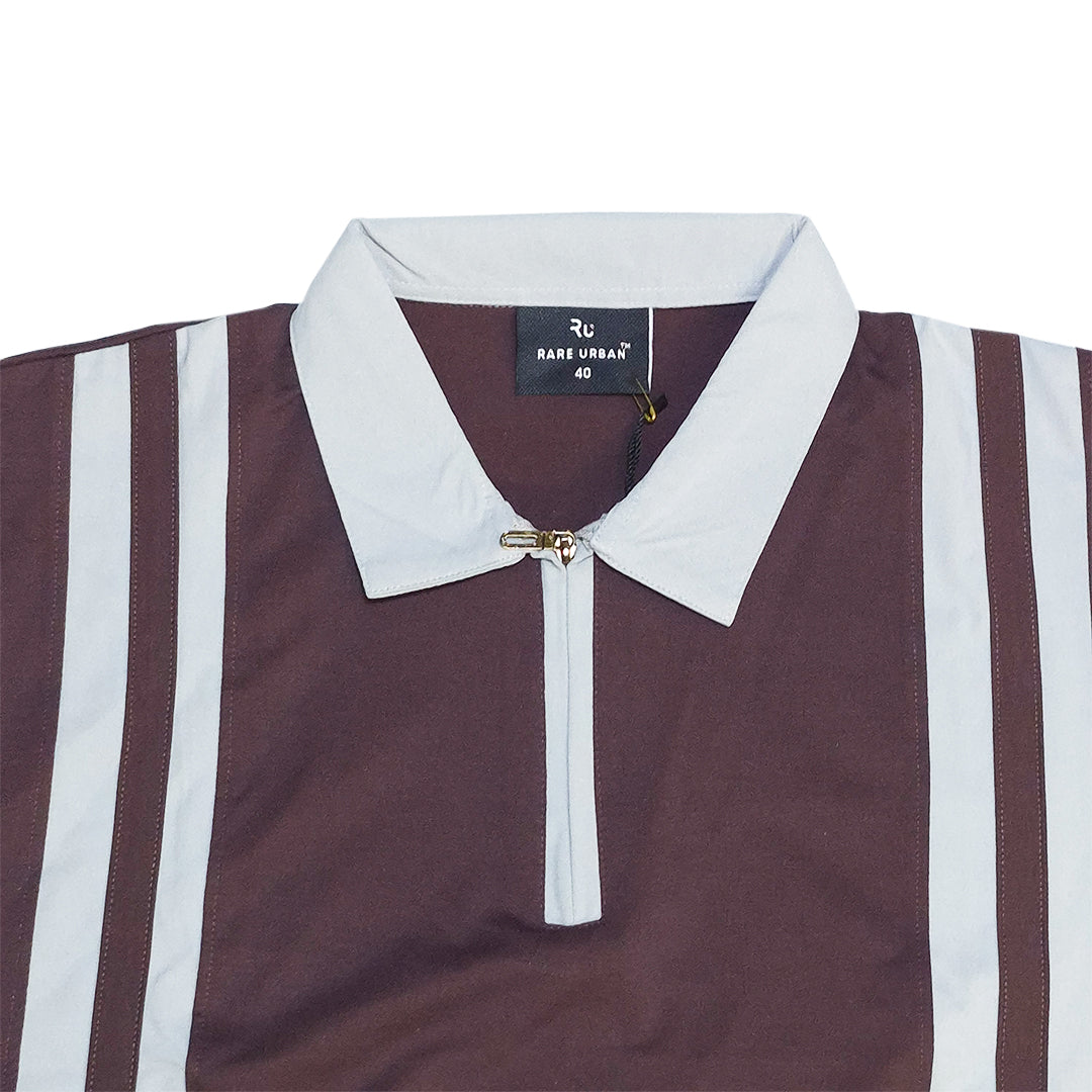 The City Gentleman Zipper Polo (Dark Brown / Grey)(1013)