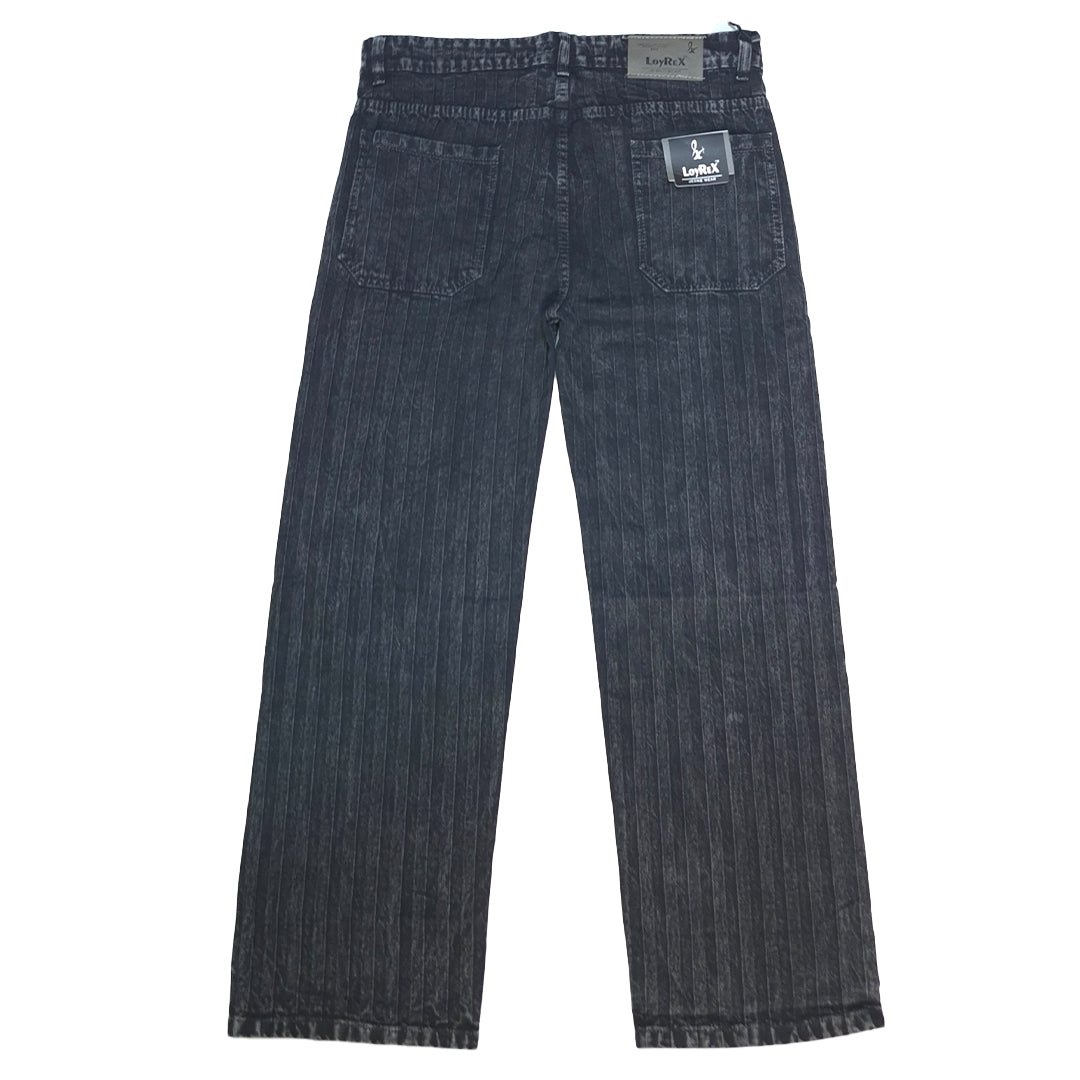 The Pinstripe Washed Black Jeans (Charcoal Black / Textured Vertical Pinstripes)(2010)