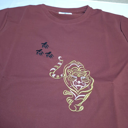 The Brave Tiger Embroidered Tee (Rust Brown)(1017)
