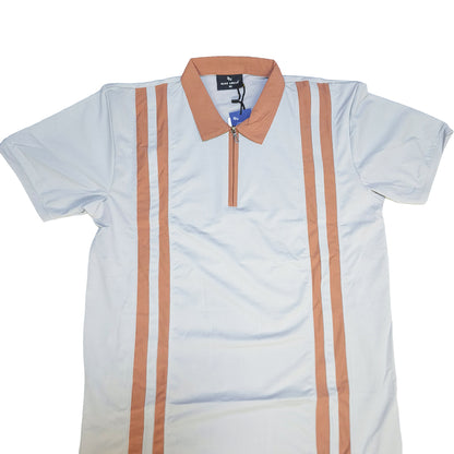 The Smart Casual Zipper Polo (Cool Grey / Rust)(1014)