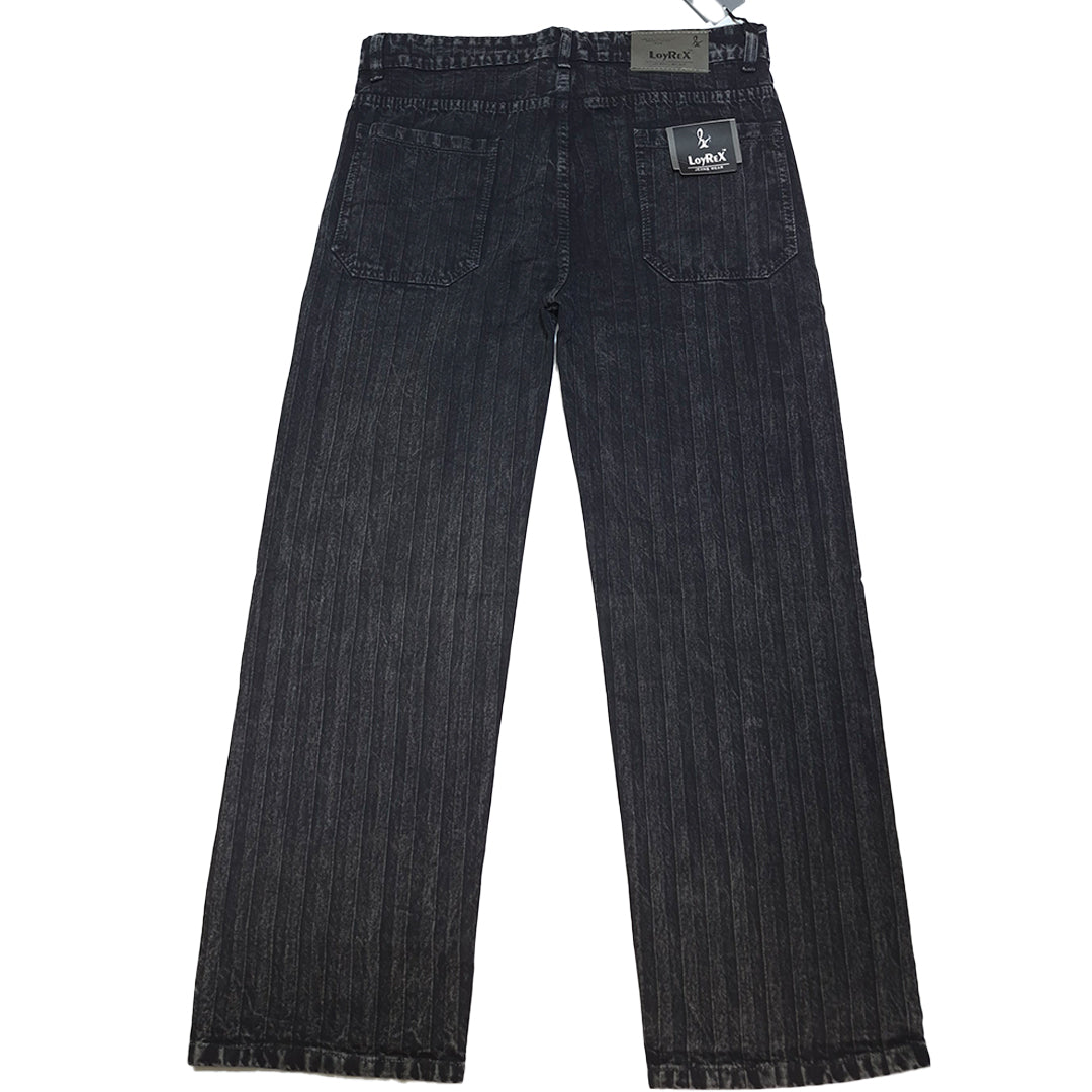The Pinstripe Washed Black Jeans (Charcoal Black / Textured Vertical Pinstripes)(2010)