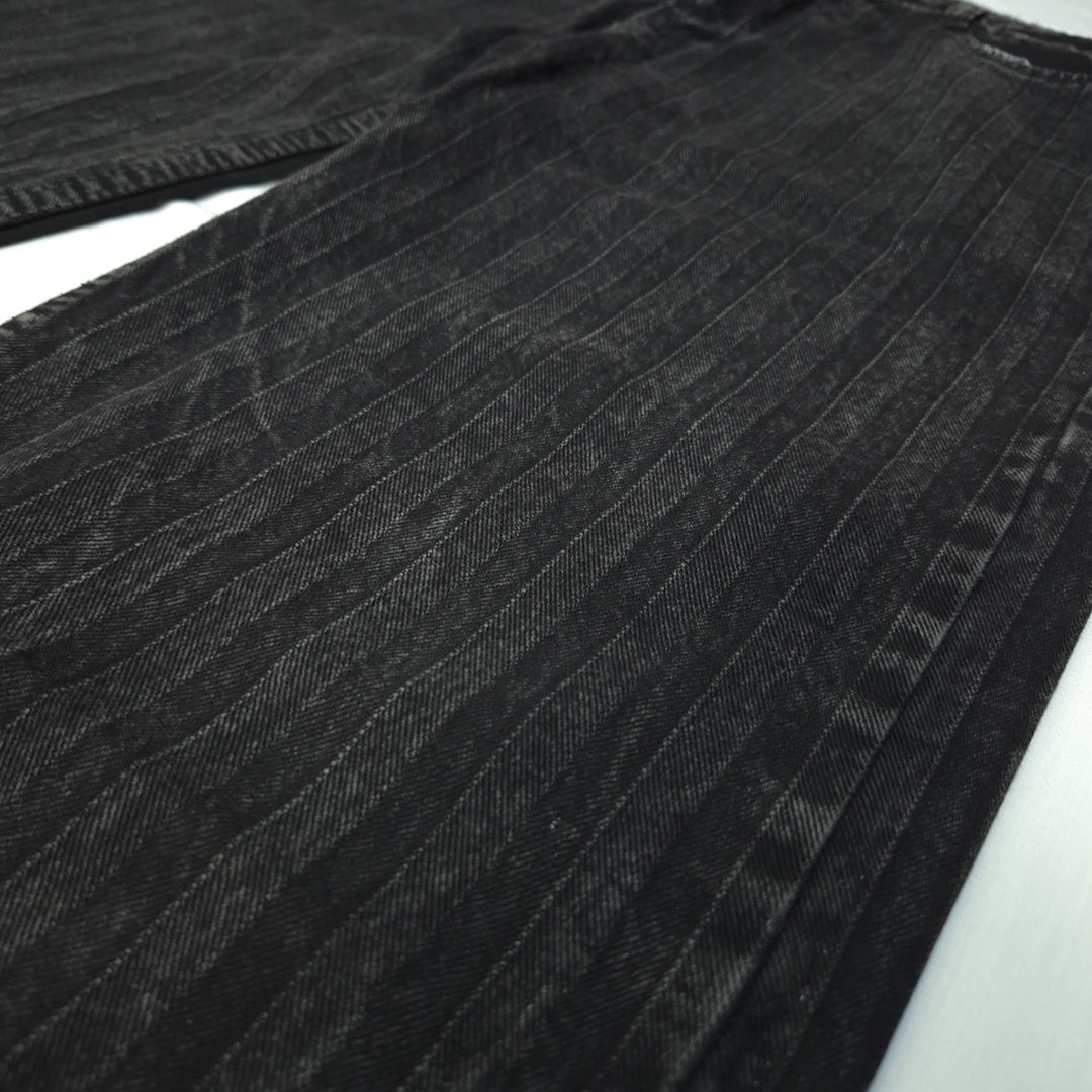 The Pinstripe Washed Black Jeans (Charcoal Black / Textured Vertical Pinstripes)(2010)