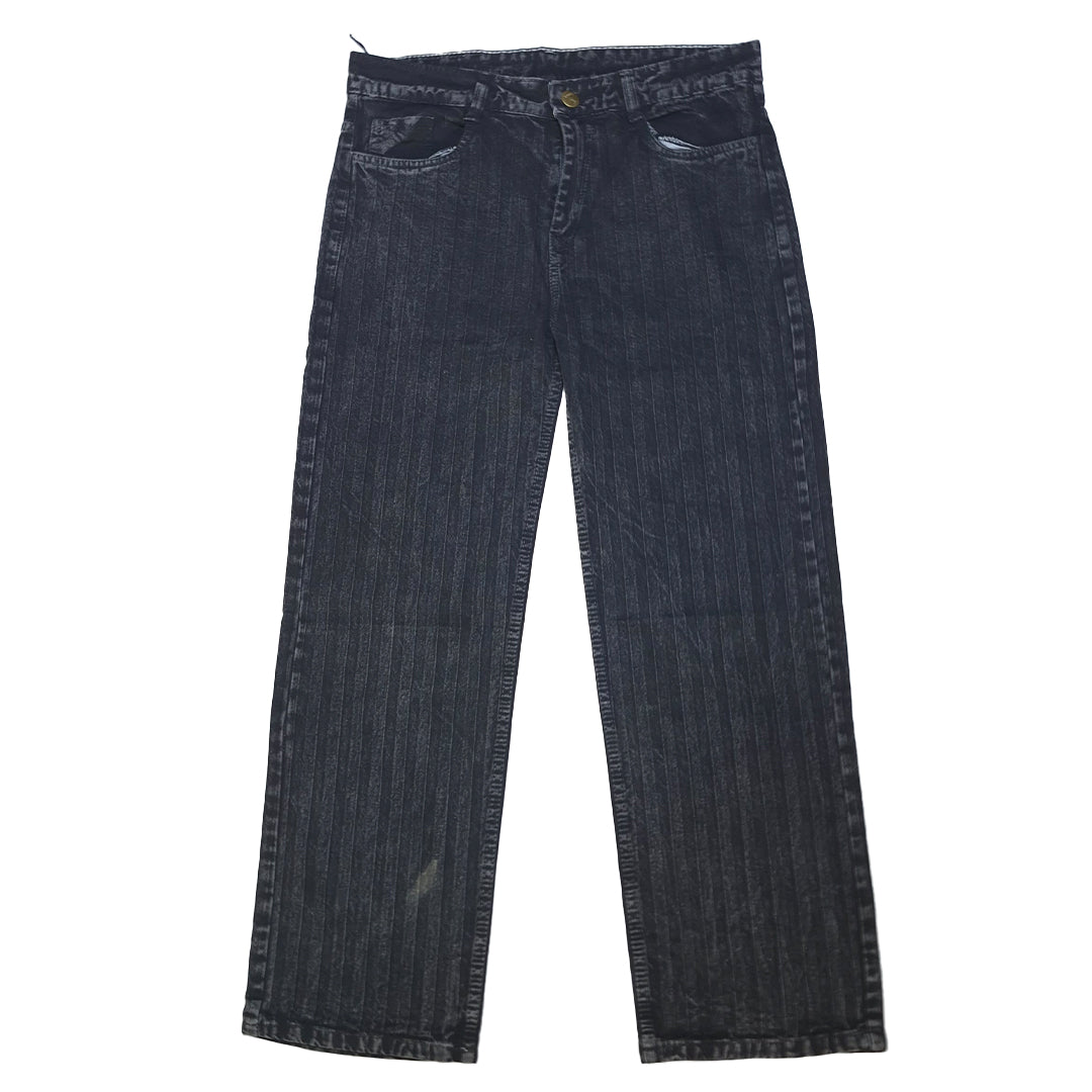 The Pinstripe Washed Black Jeans (Charcoal Black / Textured Vertical Pinstripes)(2010)