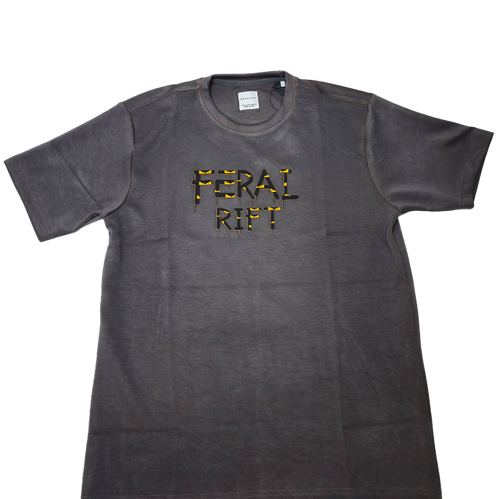 Clothora Men's Charcoal Grey Feral Rift Drip Graphic T-Shirt | Edge Streetwear Tee(1066)