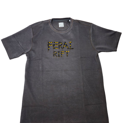 Clothora Men's Charcoal Grey Feral Rift Drip Graphic T-Shirt | Edge Streetwear Tee(1066)