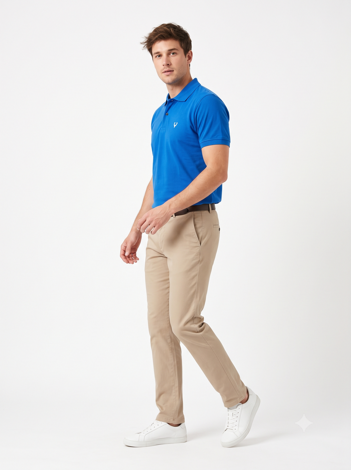 LIGHT BLUE Men Old Money Style Solid Textured Knitted Snap-Button Collar Polo T-Shirt(1047)