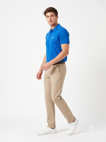 LIGHT BLUE Men Old Money Style Solid Textured Knitted Snap-Button Collar Polo T-Shirt(1047)