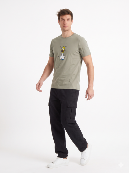 The Sneaky Homer Embroidered Tee (Taupe)(1018)