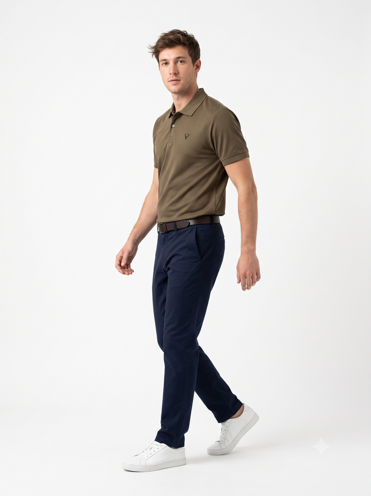 BROWN Wild Clothing Men Solid Old Money Style Textured Knitted Button Collar Polo T-Shirt (1029))
