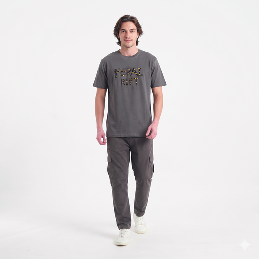 Clothora Men's Charcoal Grey Feral Rift Drip Graphic T-Shirt | Edge Streetwear Tee(1066)